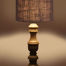 Devansh Grey & Brown Wooden Cylindrical Shaped Table Lamp image 3