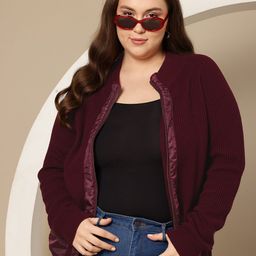 Sztori Plus Size Ribbed Acrylic Cardigan-picture-19