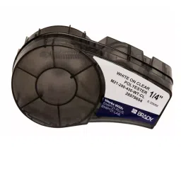 BRADY Continuous Label Roll Cartridge 1/4 inch x 21 ft Autoclavable Polyester White on Clear for Indoor, 20XW76-19