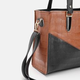 Mast & Harbour Textured Colourblocked Structured Shoulder Bag image 2