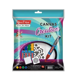 Soni Office Mate 7 Pcs Canvas Creation Kit Contains 5 Acrylic Markers, 1 Canvas, 1 Stencil Ideal for Artists-picture-0