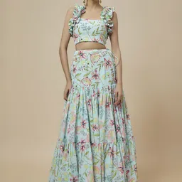 Payal Singhal Floral Printed Beads and Stones Ready to Wear Lehenga & Blouse-picture-27