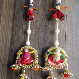 Sellplus 2-Pcs Red & White Wall Hanging Toran Festive Hanging-17