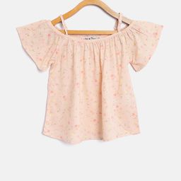 Palm Tree Girls Peach-Coloured Printed Bardot Top-picture-15