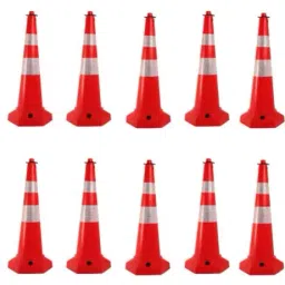 Ladwa 750 mm Road Safety Cone with Chain and Reflective Strips Collar LSI-SFC-P10,(10 Pcs)-40