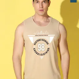 WOOSTRO Pack Of 2 Printed Combed Cotton Gym Vests VWS26(98 RUST)(98 PEACOCK)-39