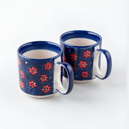 Eyaas Blue & Red Printed Ceramic Matte Mugs Set of Cups and Mugs-28