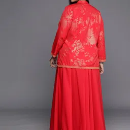 A PLUS BY AHALYAA Plus Size Ethnic Top & Skirt with Shrug image 2