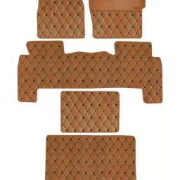 Elegant Luxury Leatherette Tan Carpet Car Mat Compatible With Mahindra Thar 2020 Onwards-image-85