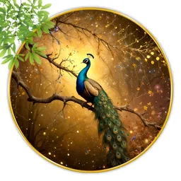 Aura Gold-Toned & Green 1 Piece Wood Birds and Animals Wall Paintings-image-43