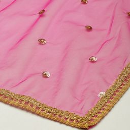 Studio Shringaar Fuchsia Net Embroidered Dupatta image 2