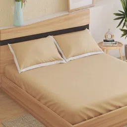 Home Centre Color Bliss Beige Cotton 200TC King Bedsheet Set 1.95mx 1.80m-84