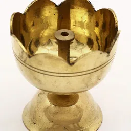 Exotic India Gold Toned Brass Lotus Shape Akhand Diya-image-67