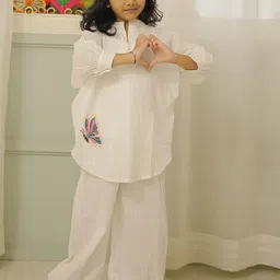 Hoshi by A&T Girls Floral Embroidered Regular Thread Work Pure Cotton Kurta with Salwar-picture-7