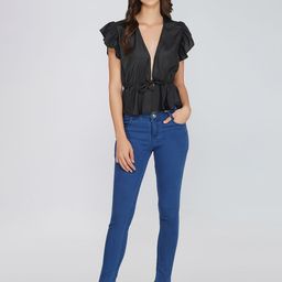 SZN Women Solid Flutter Sleeve Cotton Peplum Top-image-11