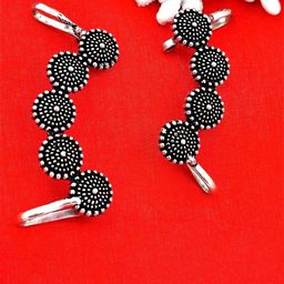 Yash Jewels Emporiums Silver-Plated Artificial Oxidised Floral Shaped Ear Cuff-picture-17