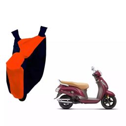Auto Pearl Waterproof Two Wheeler Cover For Suzuki New Access 125 (Orange & Blue)-19