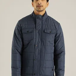 Indian Terrain Men Insulator Longline Outdoor Biker Jacket with Patchwork-37
