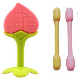 Enorme Silicone Peach Fruit Shaped Teether with Dumbler Teether - Multicolour-8
