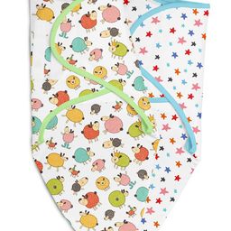 SuperBottoms Dry Feel Swaddle Wrap, SuperDry Feel Layer 100% Cotton Easy To Wear Printed Pack of 2 White-image-95