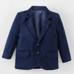 Robo Fry Velvet Full Sleeves Corduroy Blazer Solid Color - Blue-image-77