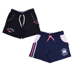 3PIN Pack Of 2 Los Angeles & I Am Really A Mermaid Text Printed Shorts - Black & Navy Blue-image-74