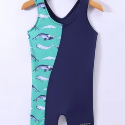 lobster LOBSTERSleevelessLeggedSwimsuit with Whale & Text Print - Navy Blue-picture-15