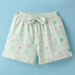 Tango Single Jersey Knit Shorts With Bow Applique &  Star Print- Mint-picture-15