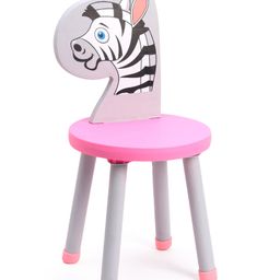 High Quality Wooden Study Chair With Zebra Print - Pink-13