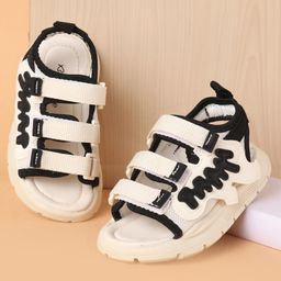 Babyoye Sandals With Velcro Closure - Black & White-image-47