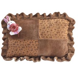 Safe n Cute Baby Rectangular Pillow in Velvet - Brown-15