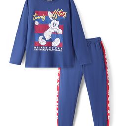 Pine Kids Disney Single Jersey Knit Full Sleeves Night Suit with Mickey Mouse Graphics - Navy Blue-picture-11