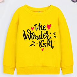 Trampoline Full Sleeves The Wonder Girl Text Printed Sweatshirt - Yellow-picture-40