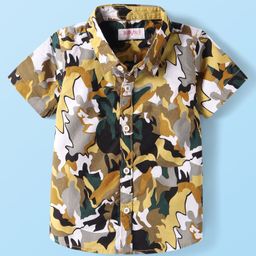 Babyhug Cotton Woven Half Sleeves Shirt with Abstract Print - Yellow & Black-image-87