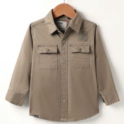 Ruff Twill Woven Full Sleeves Solid Color Shirt - Tan-10