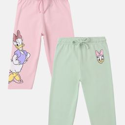 Nauti Nati Cotton Pack Of 2 Mickey & Friends Featuring Daisy Duck Printed Pajamas - Pink & Green-image-69