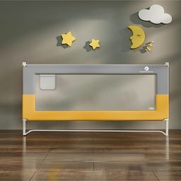 StarAndDaisy Baby Bed Guard Rail with U- Body Support Frame, Adjustable Height/Portable Single Side Bed Rail for Infant & Toddler's Safety (Grey & Yellow-1.8M)-27