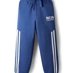Pine Kids Cotton Knit Full Length Lounge Pant With Text Print & Tape Detailing - Navy Blue-picture-16