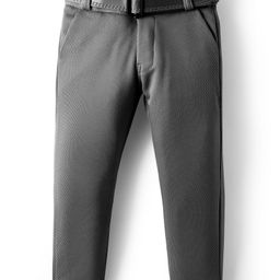 Rikidoos Cotton Lycra Woven Textured Pant With Belt - Dark Grey-image-29