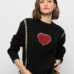 The Souled Store Women Conversational Self Design Pullover-image-95