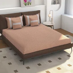 HIDECOR Super soft glace cotton printed Double bedsheet with 2 pillow cover-picture-7