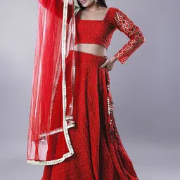 Utsav Fashion Geometric Embroidered Ready to Wear Lehenga & Blouse With Dupatta-picture-6
