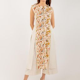 MONOMEE Floral Printed Panelled Pure Cotton Straight Kurta With Palazzos-picture-36
