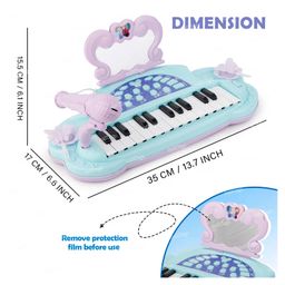 Toysire Disney Frozen Piano keyboard toy with power option, recording and mic, electronic piano keyboard multi-function portable piano keyboard(Blue) image 3