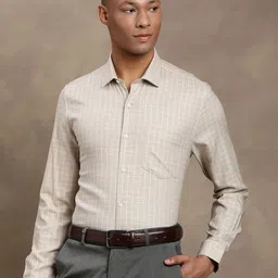 Turtle Micro Checked Spread Collar Long Sleeves Pure Cotton Classic Slim Fit Formal Shirt-image-99