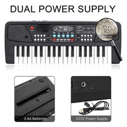 ADKD 37 Keys Piano Keyboard for Beginners Musical Toy with Microphone - Black image 4