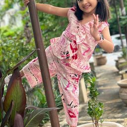 Peekaaboo Kids Girls Printed Top with Trousers-image-93