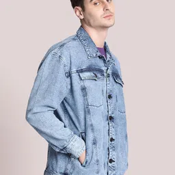 Bene Kleed Men Graphic Printed Oversized Denim Jacket Featuring Detachable Back Patch-picture-7