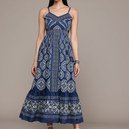 Label Ritu Kumar Geometric Print Fit & Flare Maxi Dress-19