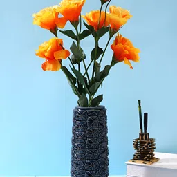 Myntra Elegant Homes Orange & Green 2 Pieces Carnation Artificial Flower-3